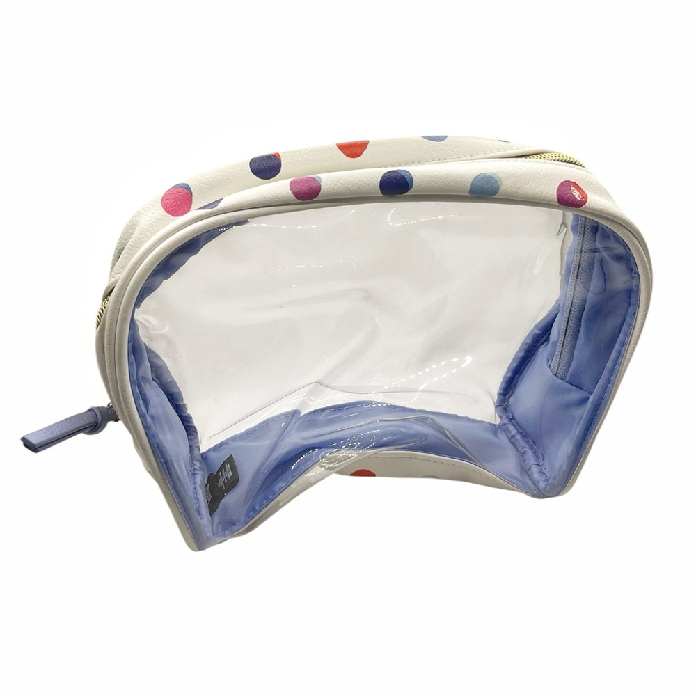 Indigo Polka Dot/Clear Large Cosmetic Bag
